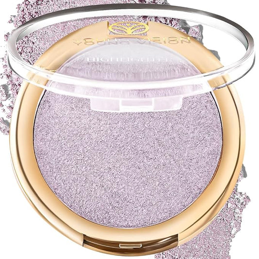 YOUNG VISION Baked Highlighter Powder Palette, Sheer Pearl Shimmer Shades for Face Highlighter Makeup, Highly Pigmented Iluminadores de Maquillaje, 0.19 Oz(Pack of 1)