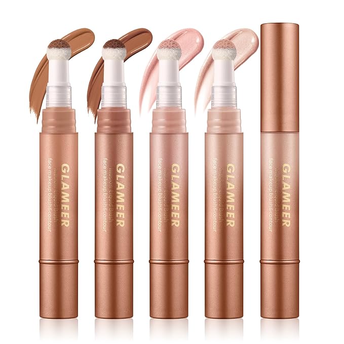 Blush Stick,Liquid Blush Stick,Silky Smooth Creamy Formula,Lightweight Blendable Blush Rouge Stick,Naturally Sculpted Look Professional Beauty Makeup Blush (03/04/05/06)