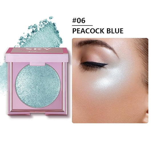 MAEPEOR Face Highlighter Palette 8 Colors Shimmer Glitter Pearl Highlighter Powder Sparkly Diamond Highlighting Palette for Face Cheek (06 Peacock Blue)