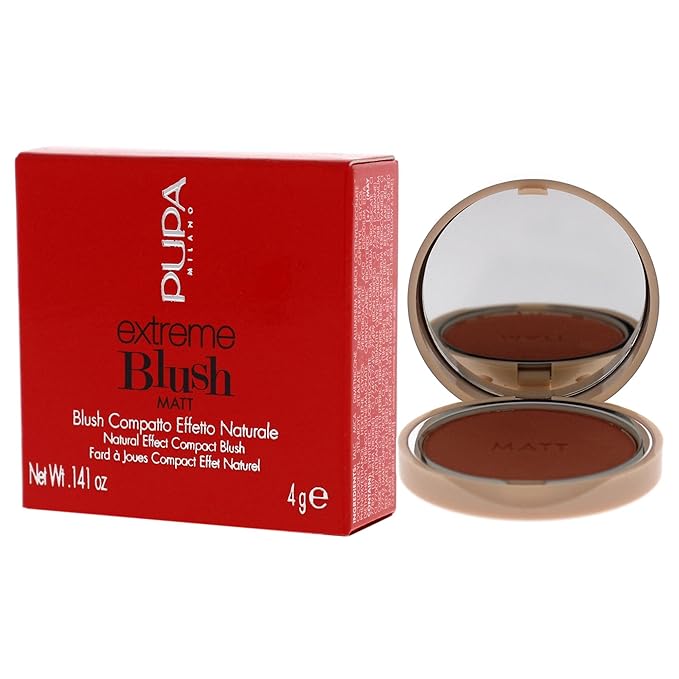 PUPA Milano Extreme Blush Matt - Lightweight - Pure Matte Color - Fresh And Natural Effect - Ultra Soft Texture Merges Perfectly With Skin - Suitable For All Skin Types - 002 Natural - 0.141 Oz