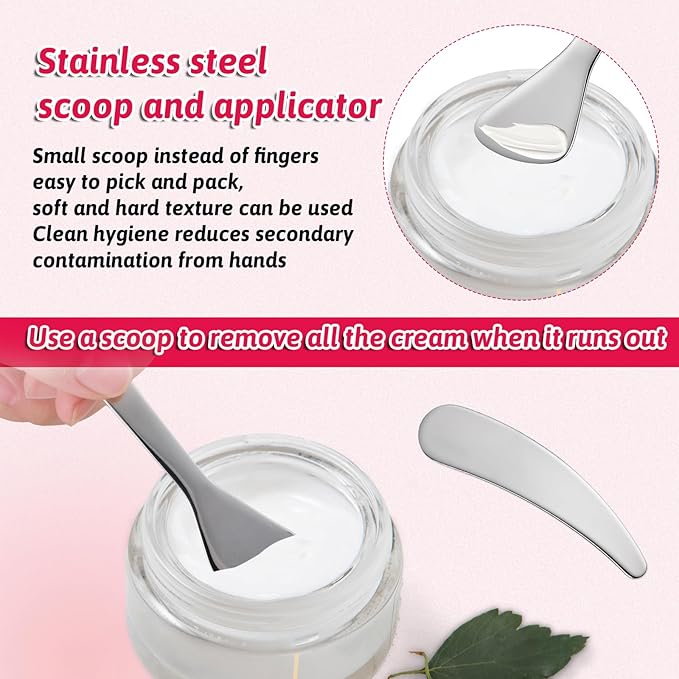 2Pcs Cosmetic Spatula, Mini Metal Cosmetic Spatulas, Makeup Spatulas Skincare Spatula Cream Spatula Beauty Accessories Mixing Sampling Lotions Moisturizers Accessories (Style A)