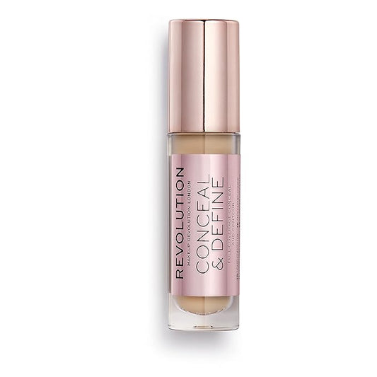 Revolution Beauty, Conceal & Define Concealer, Full Coverage & Lightweight, Long-Lasting Matte Finish, Vegan & Cruelty Free, C8 Medium or Tan Skin Tones, 0.14 Oz. (Pack of 2)