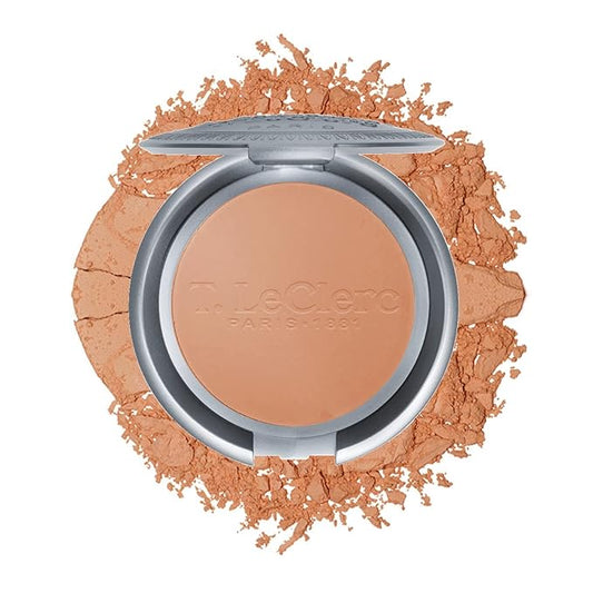 T. Leclerc Compact Pressed Powder - Super-Blendable Face Makeup Longwear Portable Matte Finish Radiant Natural Medium to Full Coverage Airbrushing Mineral Base For Pores & Imperfections (Bronze)