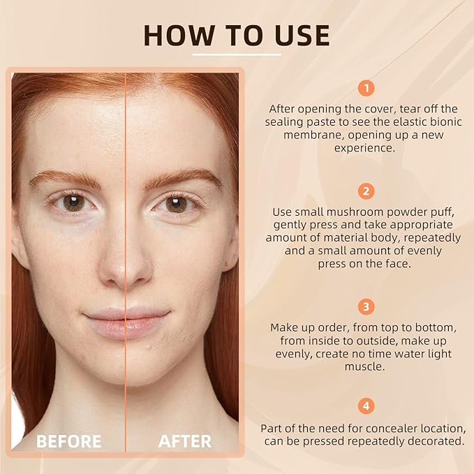 Mushroom Head Air Cushion CC Cream - BB Cream Foundation Makeup Concealer Moisturizing Oil Control, Long-Lasting & Waterproof, Easy Makeup Even Skin Tone (Medium, 3.21 Ounce (Pack of 1))