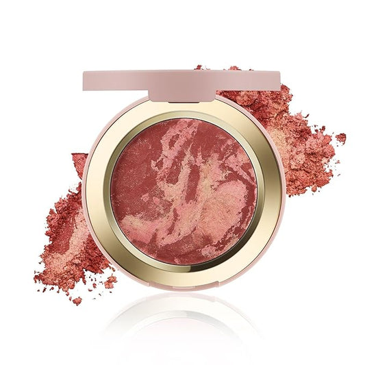Baked Blush for Cheeks, 2 in 1 Powder Blush Palette and Highlighter, Contouring Shimmer Natural Makeup All Day Wear