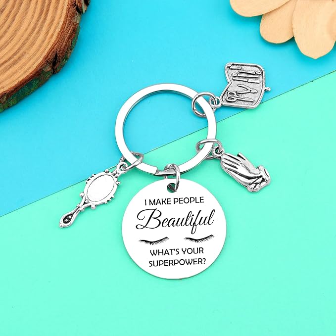 Makeup Artist Gifts for Women Men Estheticians Gift Keychain Makeup Lovers Gifts Lashes Girl Gift Eyelashes Artist Jewelry Cosmetology Gift Beautician Gift Lash Artist Graduation Gift Thank You Gifts