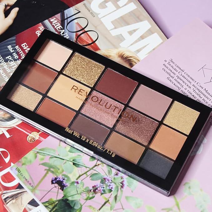 Revolution, Reloaded Eyeshadow Palette, Highly Pigmented, Matte & Shimmer Finishes, 15 Shades, Velvet Rose, 0.58 oz