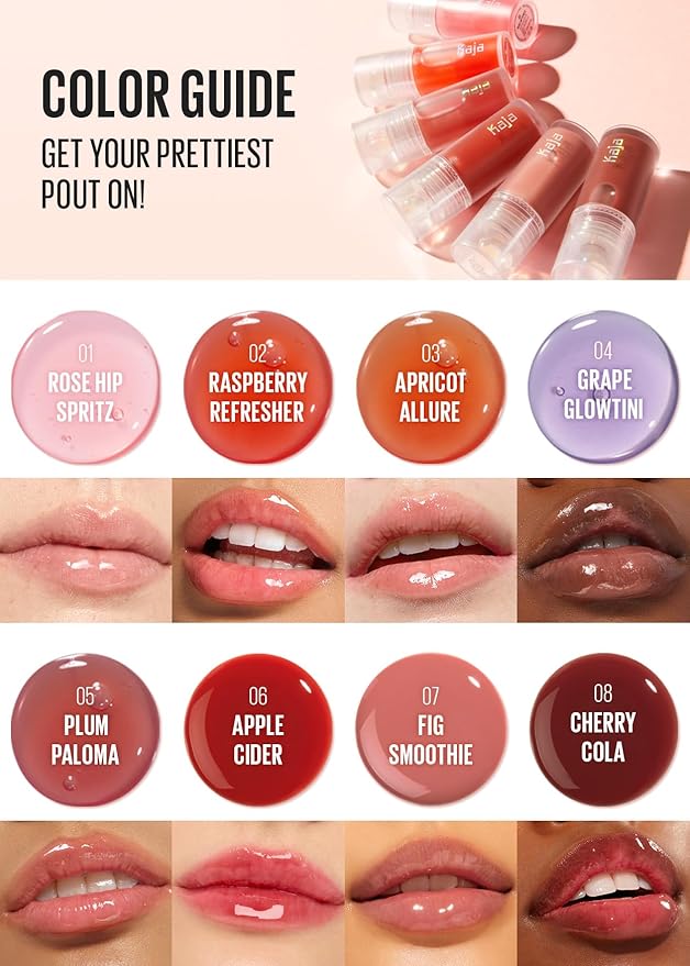 Kaja Dewy Bar - Creamy Multi-Stick Blusher & Lip Balm 03 Peach Cobbler,10g + Juicy Glass Lip Oil 05 Plum Paloma Bundle