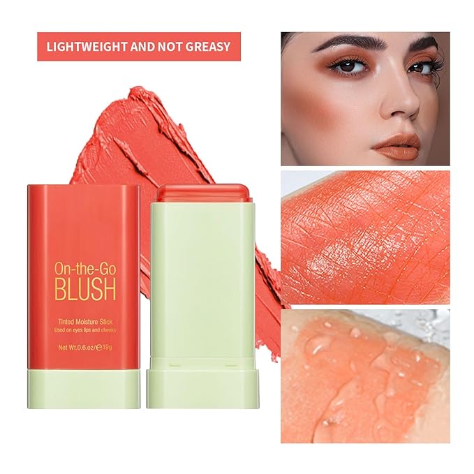 Makeup Blush, Belt Double Ended Makeup Brush, Multi-Use Red Blush Moonlight Face for All Skin