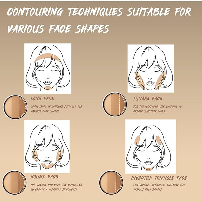 3in1 Face Contour Palette Powder, Face Bronze Powder Bronzer Palette, Sculpting Contouring Makeup Palette with Brush, Coffee Brown Contour for Warm Tone Skin, Natural High-Pigmented Blendable