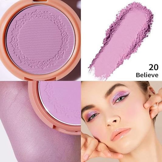 Oulac Blendable Matte and Shimmer Blush For Cheeks in Light Shade, For Radiant Natural Look 020 Believe+F06 Pink Ice