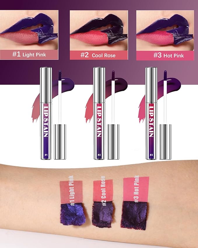Lip Stain Peel Off,2Pcs Peel Off Lip Stain Tattoo Long Lasting Lip Liner Stain Nude Pink Matte Lip Gloss Waterproof Smudge Proof Lipstick,High Pigmented Color Peel Off Lip Tint Women Makeup Gift-01+02