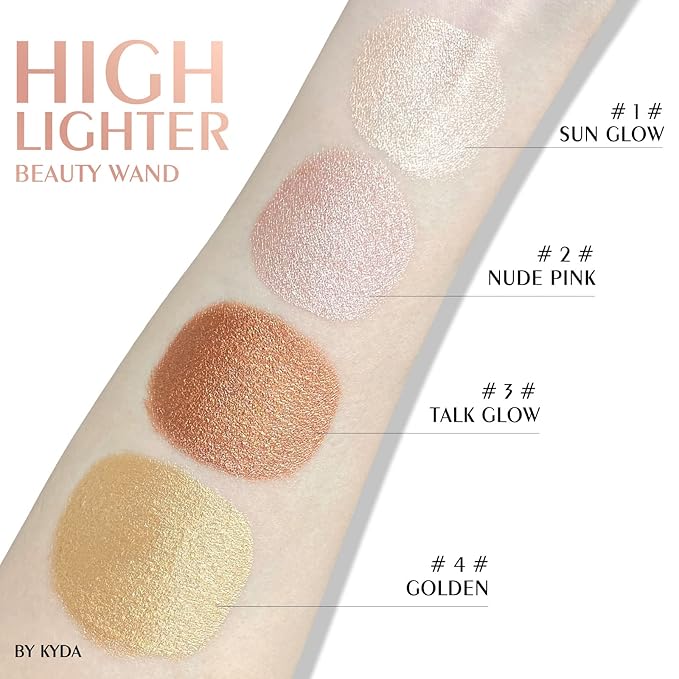 KYDA Highlighter Beauty Wand, Face Illuminator with Cushion Applicator, Natural Glossy Finish, Silky Smooth Cream, Face Highlighter Bronzer Makeup, Lightweight Blendable-Talk Glow