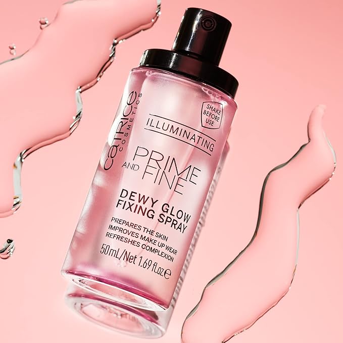 Catrice | Prime & Fine Illuminating Dewy Glow Spray & Corrector Anti-Red Primer Bundle | Full Coverage Makeup | Vegan & Cruelty Free