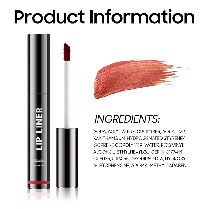 Lip Stain - Lip Liner Stain, Long-Lasting Moisturizing Lip Liner Peel Off, Waterproof Lip Tint with Matte Finish Stay On All Day, Transfer-Proof, Instant Peel Off Lip Stain (Cocoa)