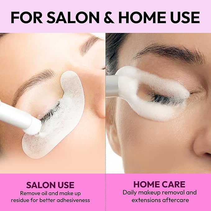 Large 120ml Lash Shampoo for Eyelash Extensions - Eyesy Lash Cleanser Gentle Foam Cleaner for Extensions, Clusters, Natural Eyelashes, Eye Makeup Remover Sulfate-Free Supply for Salon and Home Use