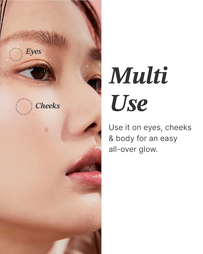 Glint Dewy Highlighter (Pitch Moon, 0.08oz) - Luminous Glow, Infused with Micropearls, Shiny Illuminator. Rich Pigment & Silky Touch, Korean Makeup.