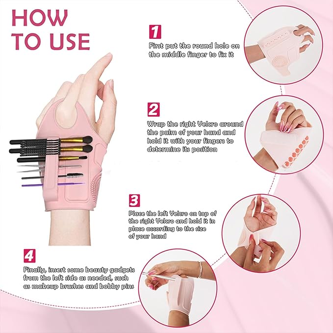 Makeup Palette Silicone Wristband - Mixing Palette Tray Brush Holder for Cosmetic Brushes Eyeshadow Eyeliner - Beauty Tool for Makeup Artists Beauty Salons (Blue)
