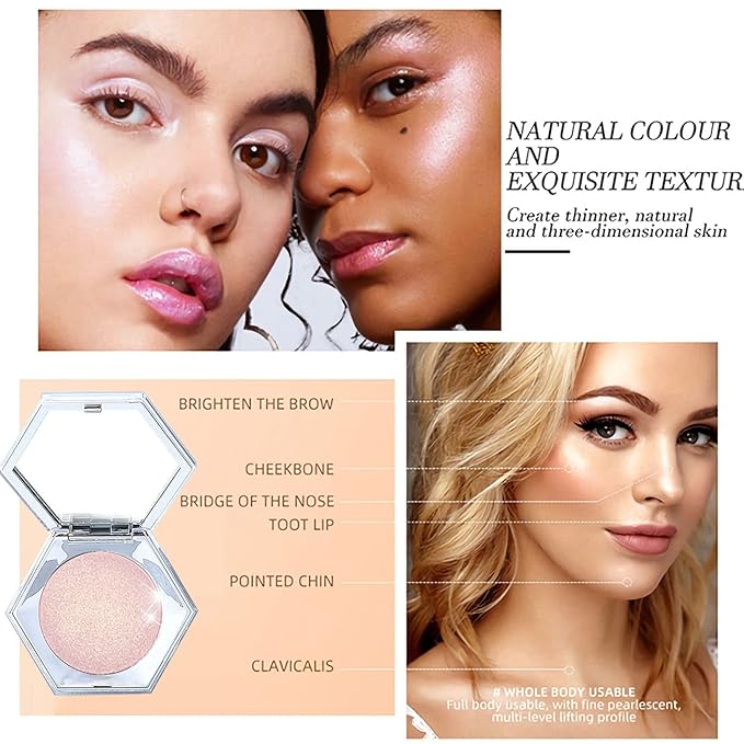 Shimmer Cream Highlighter Palette, Rose Gold, Glitter/Shimmery Finish, Long Lasting Waterproof Facial Cosmetic, Cruelty Free, 2.0 Fl Oz, 1 Unit