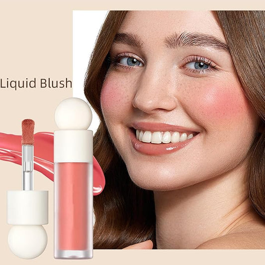 KWOLYKIM Liquid Blush, Soft Velvet Cream Blush For Cheek, Dew Finish Skin Tint Blush Makeup For Eye, Lips & Cheek Long Lasting & Moisturizing Natural-Looking Peach Pink