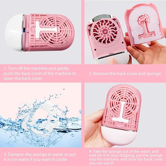 3.38OZ Eyelash Extension Cleanser Lash Mousse Lash Shampoo for Extensions, USB Mini Portable Fan Rechargeable Electric Handheld Air Conditioning Lash Shampoo Brush Plastic Wash Bottle (lash fan-pink)