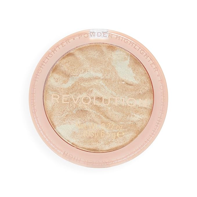 Revolution, Reloaded Pressed Powder Highlighter, Intensely Pigmented for a High Impact Dewy Finish, Raise The Bar, 0.22 Oz