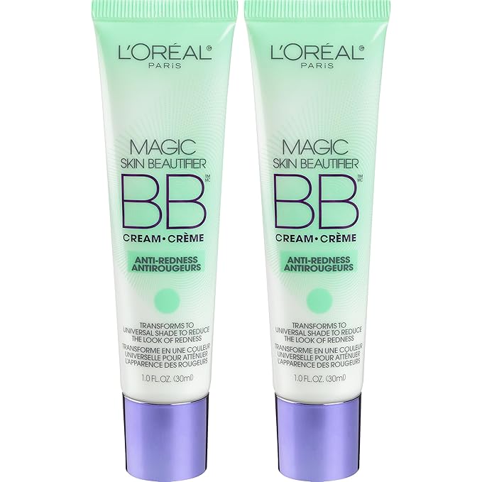 L'Oréal Paris Makeup Magic Skin Beautifier BB Cream Tinted Moisturizer, Anti-Redness, 1 fl oz, 2 Count