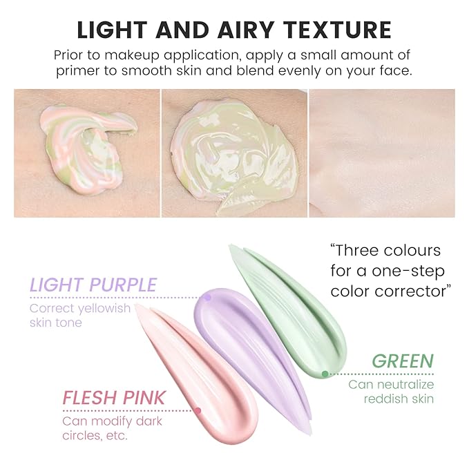 Ownest Pore Primer,Color Correcting Facial Serum,Face Makeup Primer Base,Isolation Cream,Invisible Pore,Moisturizing Essence Concealer Foundation-40G