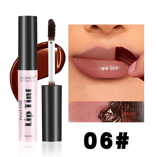 Peel Off Lip Stain, Long Lasting Waterproof and Transfer Proof Lip Tint, Matte Finish Peel Off Lip Stain, Non-stick Cup Peel Off Lipstick Lip Makeup for Women Girls