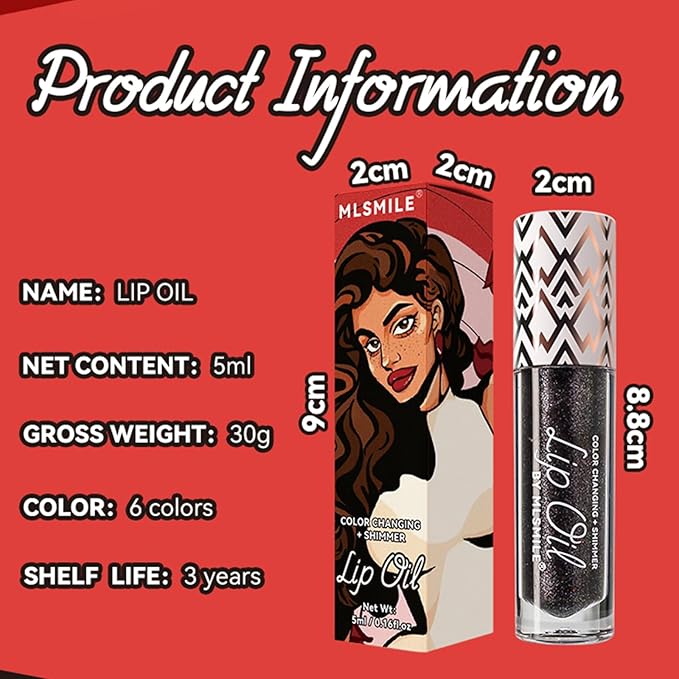 Boss Up Color Changing Lip Oil, Shimmering Temperature Color Changing Lip Gloss Tinted Lip Stain, Long Lasting Nourishing Moisturizing Lip Glow Oil for Lip Care (02#)