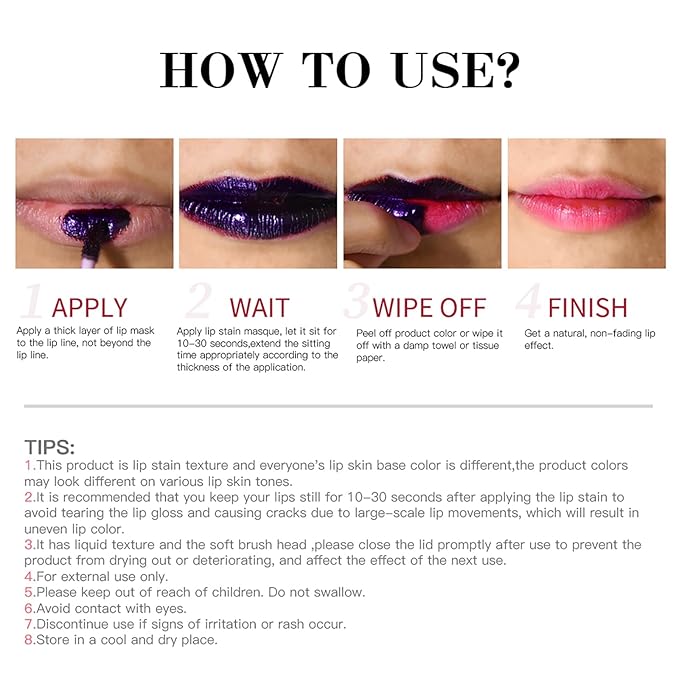 Peel-Off Lip Tint Set - Tattoo Lip Stain Kit, Long-Lasting Matte Finish, Moisturizing Peel-Off Lip Mask, Waterproof & Smudge-Proof, 24H Color Hold (#3 Hot Pink, 1)