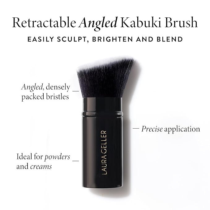 LAURA GELLER NEW YORK Effortless Essentials Kits - Cream Finish (4pc): Baked Balance-n-Brighten Foundation, Deep + Spackle Makeup Primer, Hydrate + Modern Classic Cream Lipstick, Pink Passion+Kabuki