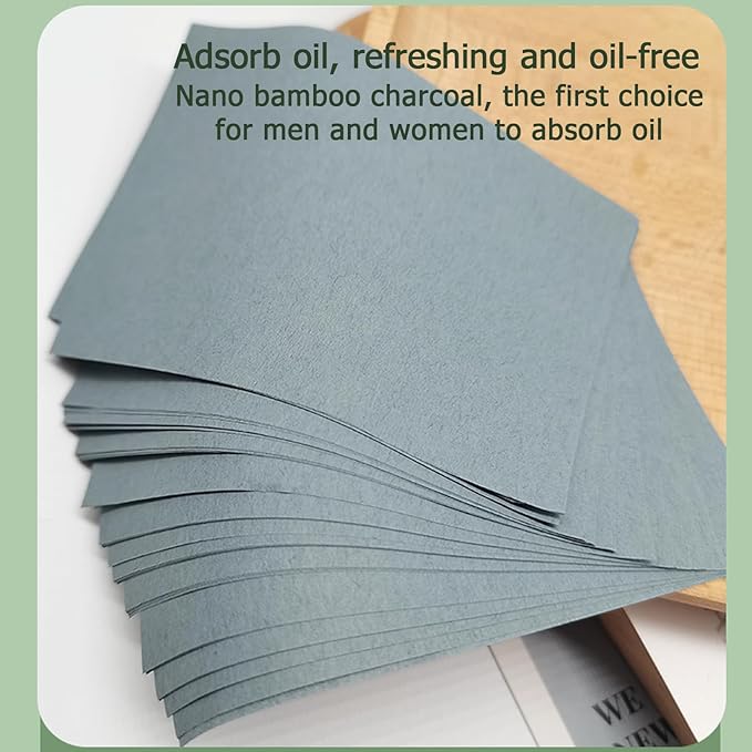 Natural Face Oil Blotting Paper -Bamboo Charcoal 600 Counts, Easy Dispensing Oil Absorbing Sheets, Premium Handy Facial Blotting Papers - Face Skin Care or Beauty Make Up Must Have (White-Bamboo)