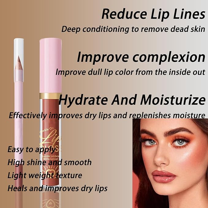Lipstick and Lip Liner Combo Set, 2 in 1 Liquid Lip Liner Set, Lip Kit With Lip Liner and Gloss, Lip Gloss and Lip Liner Set, Lip Makeup, Matte Lipstick Beauty Daily Cosmetics Gift for Girls (#18, s)