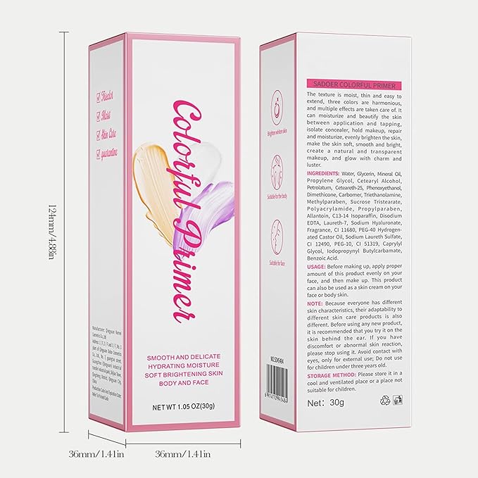 3 In 1 Hydrating Makeup Primer, Primer for Face Before Makeup, Transparent Makeup Base Face Moisturizing Isolation Cream for Oil Control & Smoothing Skin Tone, Radiance Skin