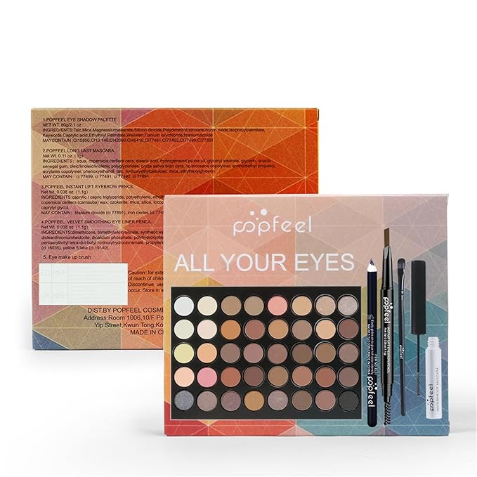 Eye Makeup Kits for Women, Eye Makeup Set for Beginners, Mother's Day Gifts for Mom, Makeup Essential Bundle Includes Eyebrow Pencil, Eyeliner Pen, Mascara, Eyeshadow Palette with Eye Brush
