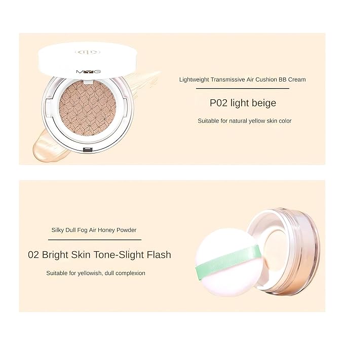 Meiyan Tang Lightweight Cushion Foundation BB Cream - Natural Coverage, Hydrating, Long-Lasting, Non-Drying, Waterproof, Anti-Sweat, Flawless Matte Finish, Unique Butterfly Puff Design