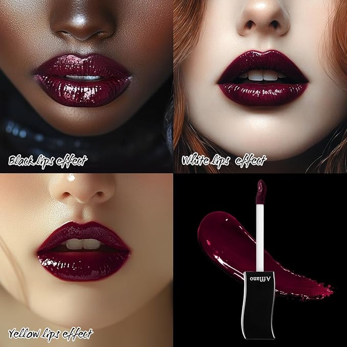 Gothic Lip Gloss - Non-Sticky, Long-Lasting, High Pigmented Gloss with Glossy Finish | Moisturizing, Smudge-Proof Lip Gloss for Halloween, Cosplay & Gothic Makeup