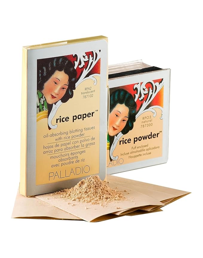 Palladio Rice Paper Facial Tissues for Oily Skin, Face Blotting Sheets Made from Natural Rice, Oil Absorbing Paper with Rice Powder, 2 Sided, Instant Results, Translucent, 40 Count, Pack of 1