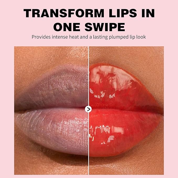 Lip Plumping Booster, Ginger Lip Plumper Gloss Lip Plumping Oil,Plump & Pout Lip Plumper,Ultra-Hydrating & Nourishing,Glossy Finish Fuller Natural Lip Gloss for Women Girls, #06 Spiced Wine