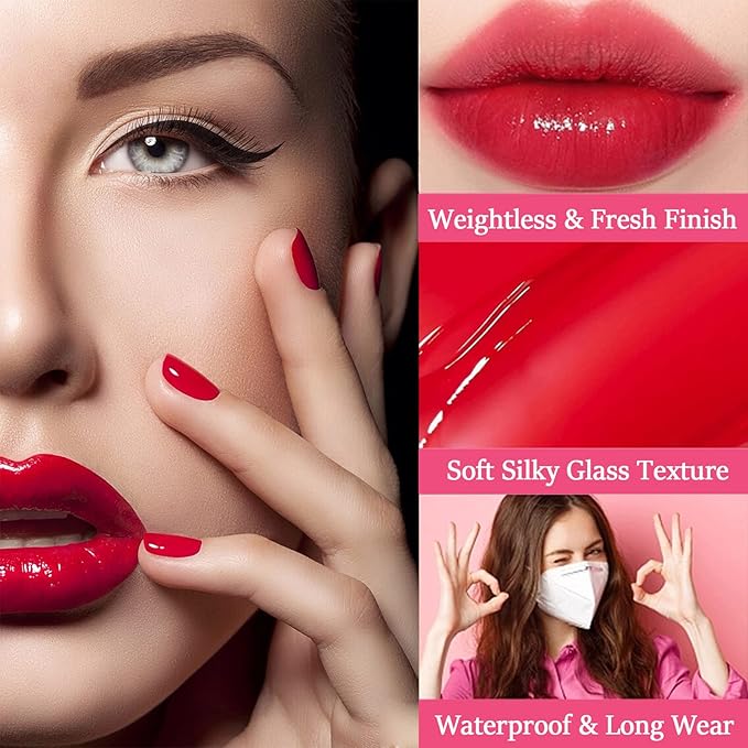 6 Colors Lip Tint Stain Set,Plumping Mini Liquid Lipstick,Multi-use Lip and Cheek Tint, Long lasting Non-Stick Cup Waterproof, High Pigment, Vivid Color, Lip Tint Makeup