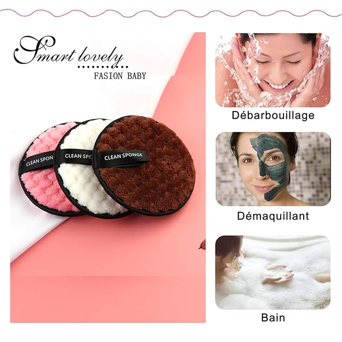 Vtrem 15 Colors Contour Palette Kit & 3 Colors Makeup Remover Pads, White/Pink/Brown