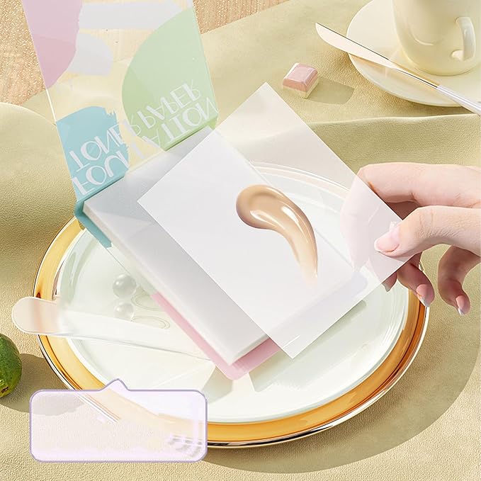 2pcs Liquid Palette Paper Disposable Makeup Coloring Paper with Mixing Stick Makeup Lipstick Mixing Paper, Makeup Palette Mixing Tray Apply for Eye Shadow Lipsticks