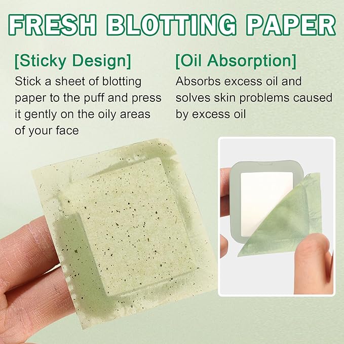 CAHIUYOA Oil Blotting Sheets for Face 100 Counts, Oil Absorbing Sheets, Blotting Papers for Oily Skin With Mirror Case and Makeup Puff