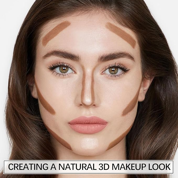 Dual-Ended Contour Stick, Matte Face Shaping & Highlighter Stick, Waterproof Bronzer Pen, Non-greasy, Create a Lightweight Finishing Makeup