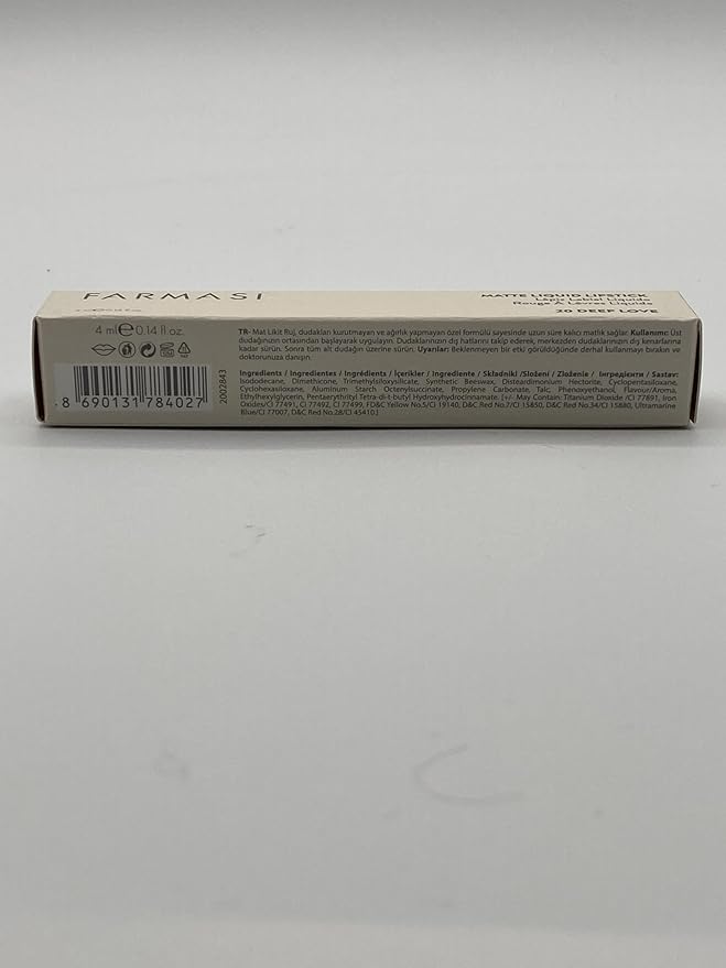 FARMASi Liquid Matte Lipstick, 20 DEEP LOVE, 4g/0.14oz - Long-Lasting, Intense Matte Finish, Highly Pigmented, Bold Color, Lightweight Formula, Non-Drying, Smudge-Proof, Full Coverage