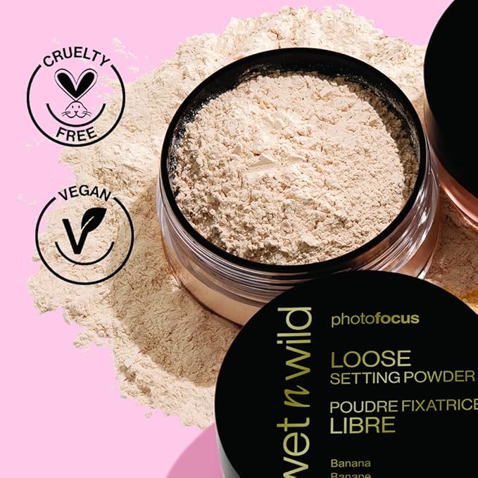 wet n wild Photo Focus Loose Baking Setting Powder, Highlighter Makeup, Suitable for All Skin Tones, Banana