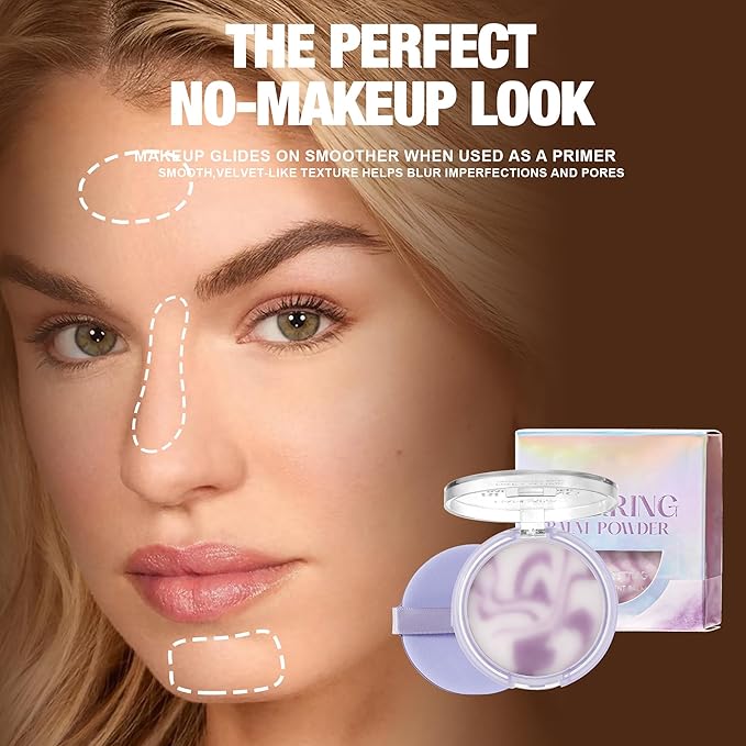 Blurring Balm Powder, Setting Translucent Foundation Primers, Oil Control Concealer Pressed Cream Waterproof Sweatproof Making Long Lasting Makeup Primer (#02 Sky, 0.16 oz)