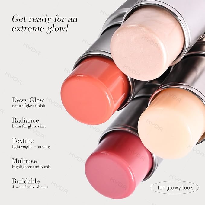 KYDA Orange Blush Stick, Natural Glow Face Blusher, Dewy Glow Finish, Radiance Balm for Glass Skin, Lightweight Creamy Multiuse Makeup Stick, Buildable Watercolor Blush Balm, Moisturizing