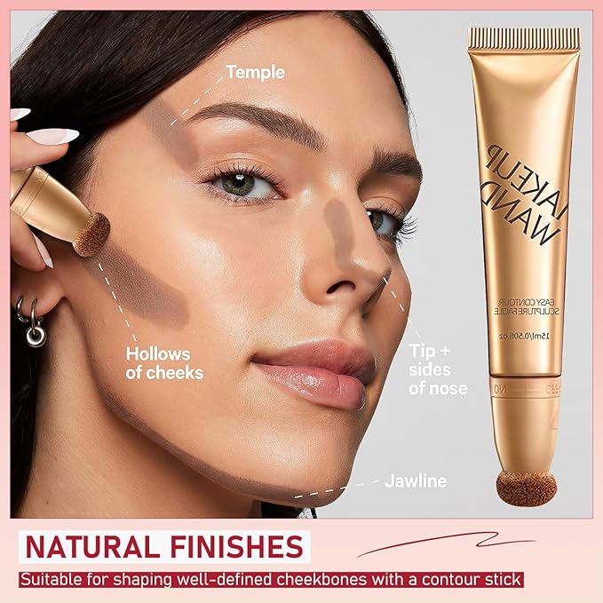 Summaryas Contour Wand & Blush Wand Duo, 2025 New 2 In 1 Women Contour Beauty Wand, Liquid Blush Wand With Applicator, for Skin Highlighting, Correcting (Blush Wands, 1pc)